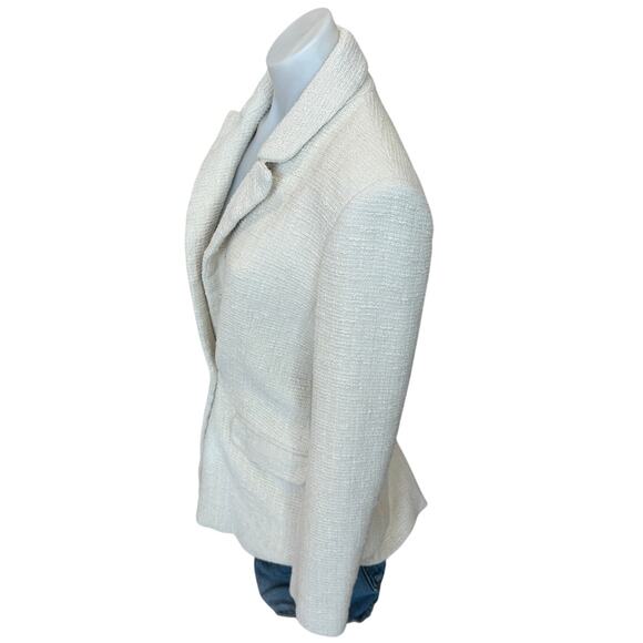 Maje White Tweed Blazer SMALL Tailored Cotton Boucle Quiet Luxury Designer $600 - Picture 5 of 11